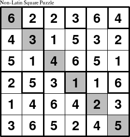 Non-Latin Square Puzzle