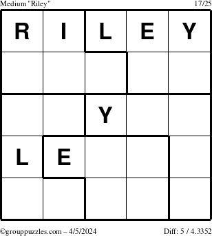 The grouppuzzles.com Medium Riley puzzle for Friday April 5, 2024