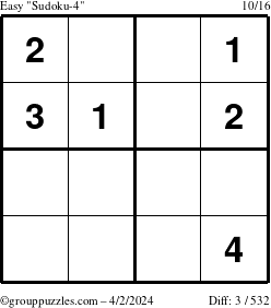 The grouppuzzles.com Easy Sudoku-4 puzzle for Tuesday April 2, 2024