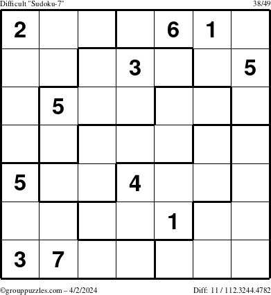 The grouppuzzles.com Difficult Sudoku-7 puzzle for Tuesday April 2, 2024