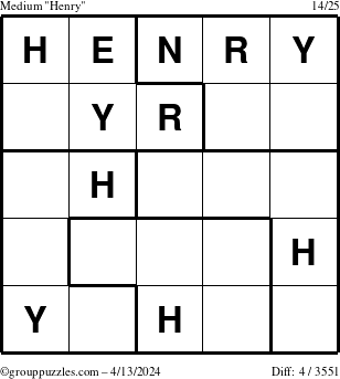 The grouppuzzles.com Medium Henry puzzle for Saturday April 13, 2024