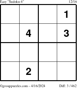 The grouppuzzles.com Easy Sudoku-4 puzzle for Tuesday April 16, 2024