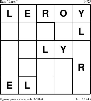 The grouppuzzles.com Easy Leroy puzzle for Tuesday April 16, 2024
