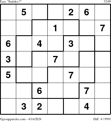 The grouppuzzles.com Easy Sudoku-7 puzzle for Tuesday April 16, 2024