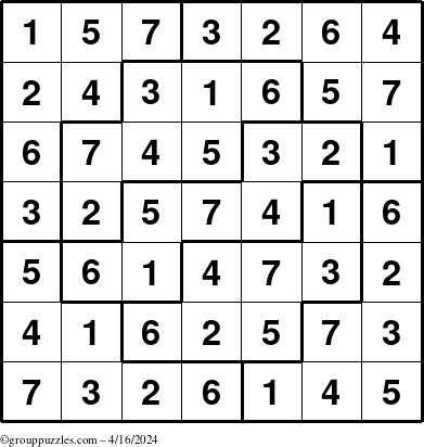 The grouppuzzles.com Answer grid for the Sudoku-7 puzzle for Tuesday April 16, 2024