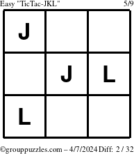 The grouppuzzles.com Easy TicTac-JKL puzzle for Sunday April 7, 2024