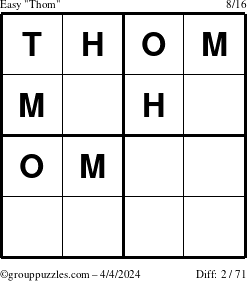 The grouppuzzles.com Easy Thom puzzle for Thursday April 4, 2024
