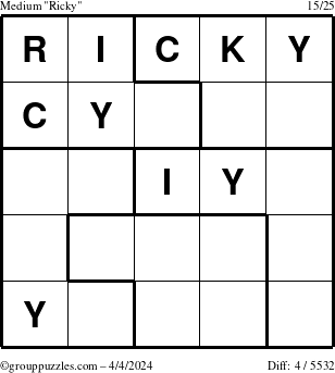 The grouppuzzles.com Medium Ricky puzzle for Thursday April 4, 2024