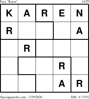 The grouppuzzles.com Easy Karen puzzle for Friday March 29, 2024