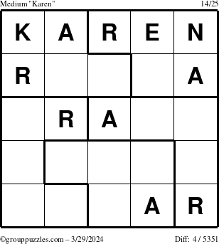 The grouppuzzles.com Medium Karen puzzle for Friday March 29, 2024