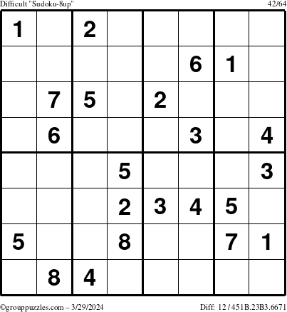The grouppuzzles.com Difficult Sudoku-8up puzzle for Friday March 29, 2024