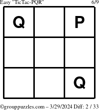 The grouppuzzles.com Easy TicTac-PQR puzzle for Friday March 29, 2024