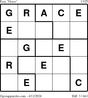 The grouppuzzles.com Easy Grace puzzle for Friday April 12, 2024