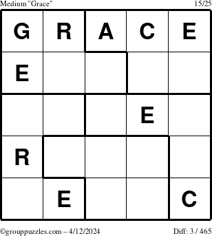 The grouppuzzles.com Medium Grace puzzle for Friday April 12, 2024