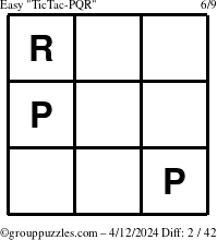 The grouppuzzles.com Easy TicTac-PQR puzzle for Friday April 12, 2024