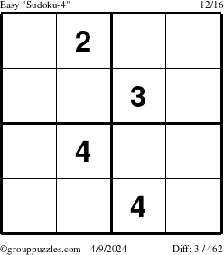 The grouppuzzles.com Easy Sudoku-4 puzzle for Tuesday April 9, 2024