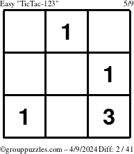 The grouppuzzles.com Easy TicTac-123 puzzle for Tuesday April 9, 2024