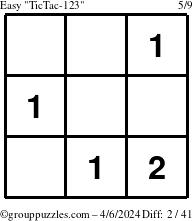 The grouppuzzles.com Easy TicTac-123 puzzle for Saturday April 6, 2024