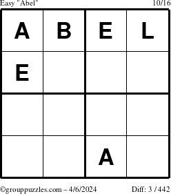The grouppuzzles.com Easy Abel puzzle for Saturday April 6, 2024