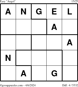 The grouppuzzles.com Easy Angel puzzle for Saturday April 6, 2024