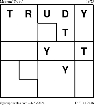 The grouppuzzles.com Medium Trudy puzzle for Tuesday April 23, 2024