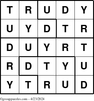 The grouppuzzles.com Answer grid for the Trudy puzzle for Tuesday April 23, 2024