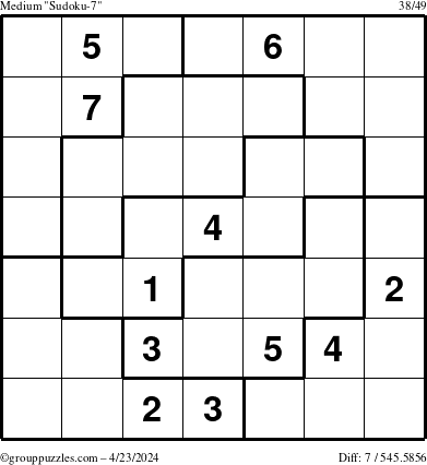 The grouppuzzles.com Medium Sudoku-7 puzzle for Tuesday April 23, 2024