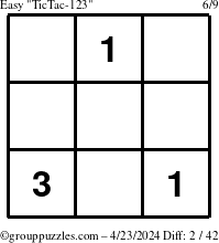 The grouppuzzles.com Easy TicTac-123 puzzle for Tuesday April 23, 2024