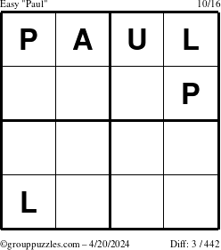 The grouppuzzles.com Easy Paul puzzle for Saturday April 20, 2024