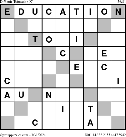 The grouppuzzles.com Difficult Education-X puzzle for Sunday March 31, 2024