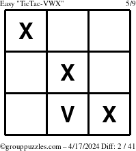 The grouppuzzles.com Easy TicTac-VWX puzzle for Wednesday April 17, 2024