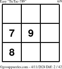 The grouppuzzles.com Easy TicTac-789 puzzle for Thursday April 11, 2024