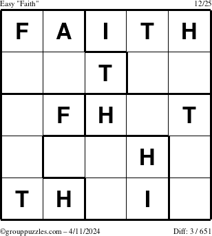 The grouppuzzles.com Easy Faith puzzle for Thursday April 11, 2024