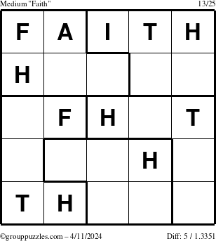 The grouppuzzles.com Medium Faith puzzle for Thursday April 11, 2024