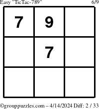 The grouppuzzles.com Easy TicTac-789 puzzle for Sunday April 14, 2024