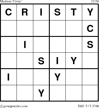 The grouppuzzles.com Medium Cristy puzzle for 