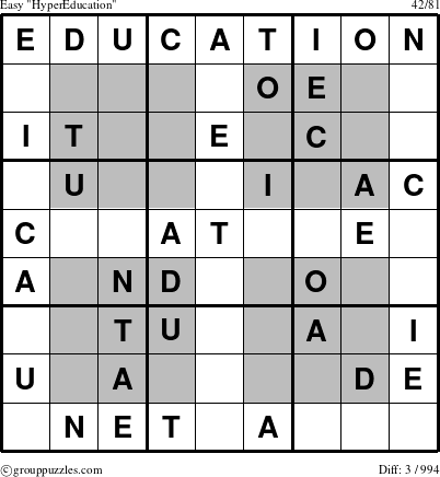 The grouppuzzles.com Easy HyperEducation puzzle for 