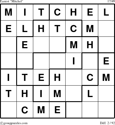 The grouppuzzles.com Easiest Mitchel puzzle for 