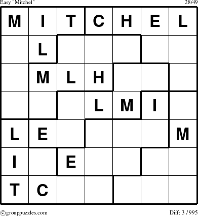 The grouppuzzles.com Easy Mitchel puzzle for 
