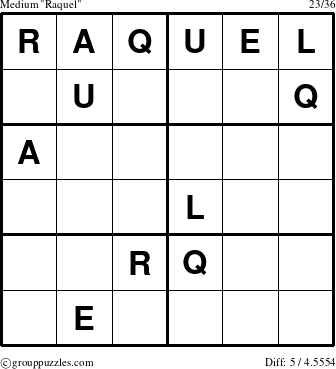The grouppuzzles.com Medium Raquel puzzle for 