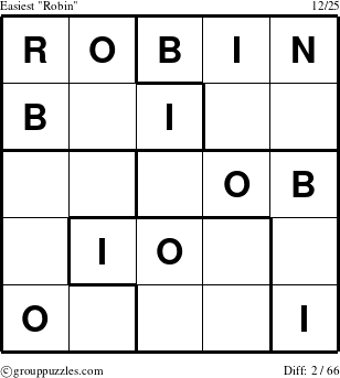 The grouppuzzles.com Easiest Robin puzzle for 