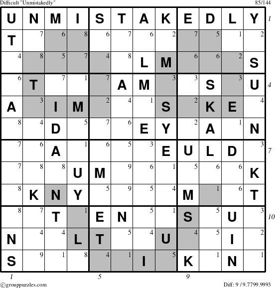 The grouppuzzles.com Difficult Unmistakedly puzzle for  with all 9 steps marked