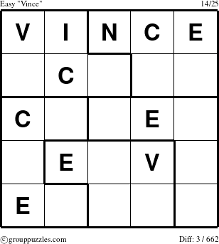 The grouppuzzles.com Easy Vince puzzle for 