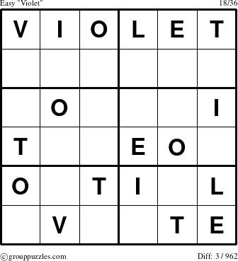 The grouppuzzles.com Easy Violet puzzle for 