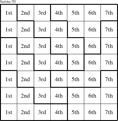 Each column is a group numbered as shown in this Sudoku-7D figure.