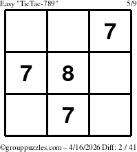 The grouppuzzles.com Easy TicTac-789 puzzle for Thursday April 16, 2026