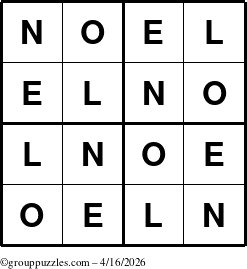 The grouppuzzles.com Answer grid for the Noel puzzle for Thursday April 16, 2026