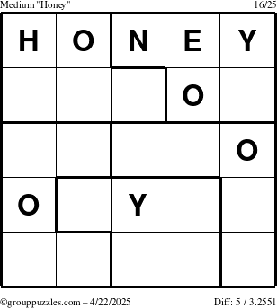 The grouppuzzles.com Medium Honey puzzle for Tuesday April 22, 2025