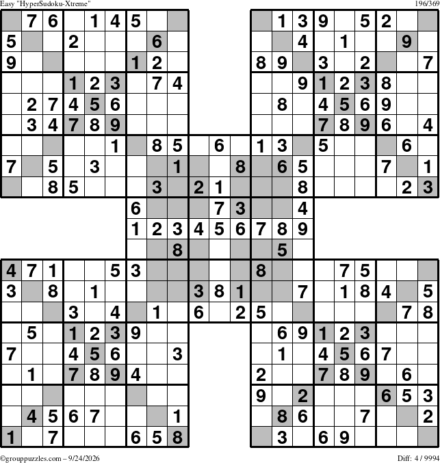 The grouppuzzles.com Easy cover-HyperXtreme puzzle for Thursday September 24, 2026