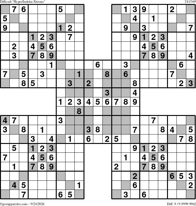 The grouppuzzles.com Difficult cover-HyperXtreme puzzle for Thursday September 24, 2026